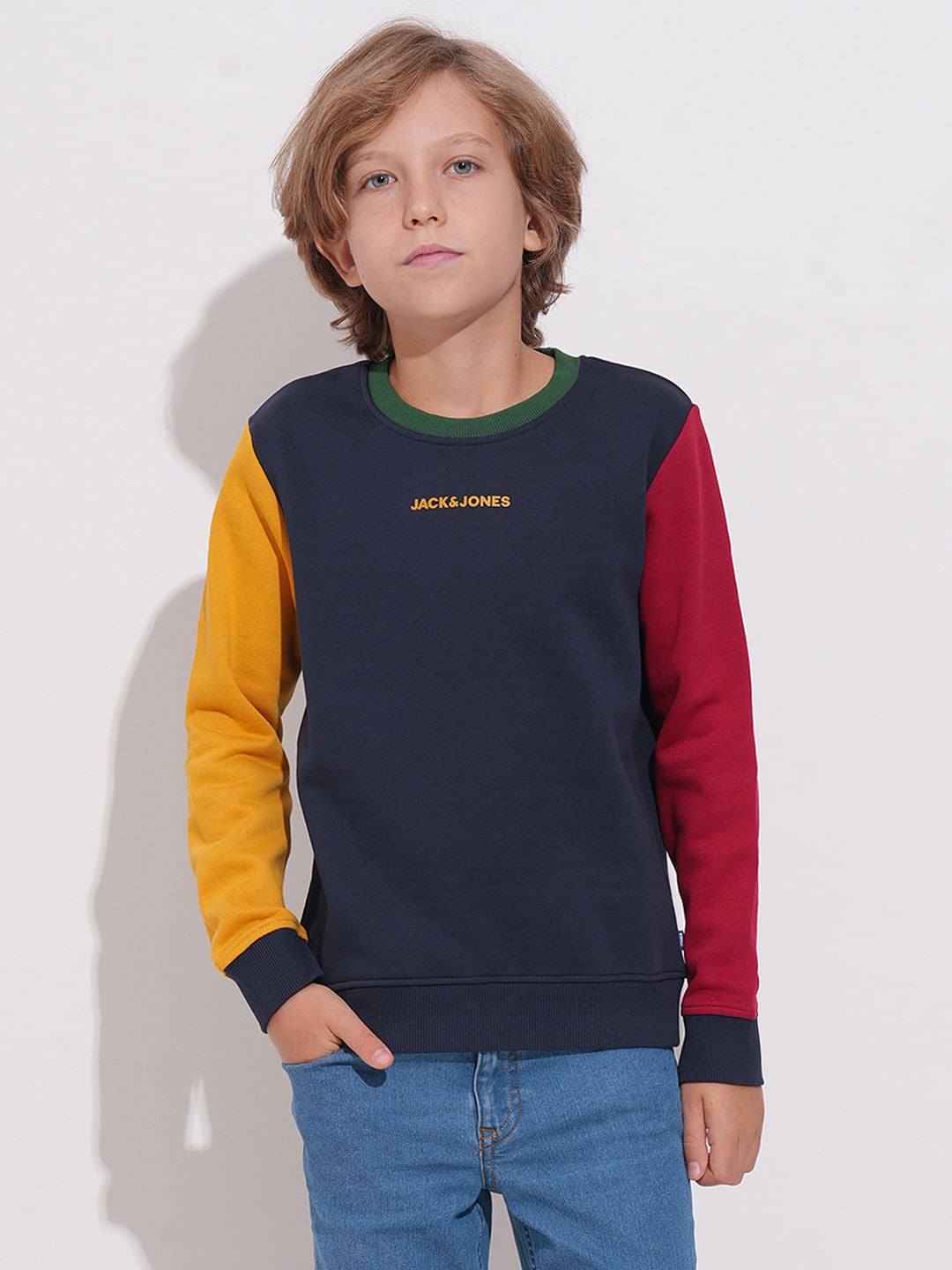 Boys Blue Colourblocked Sweatshirt