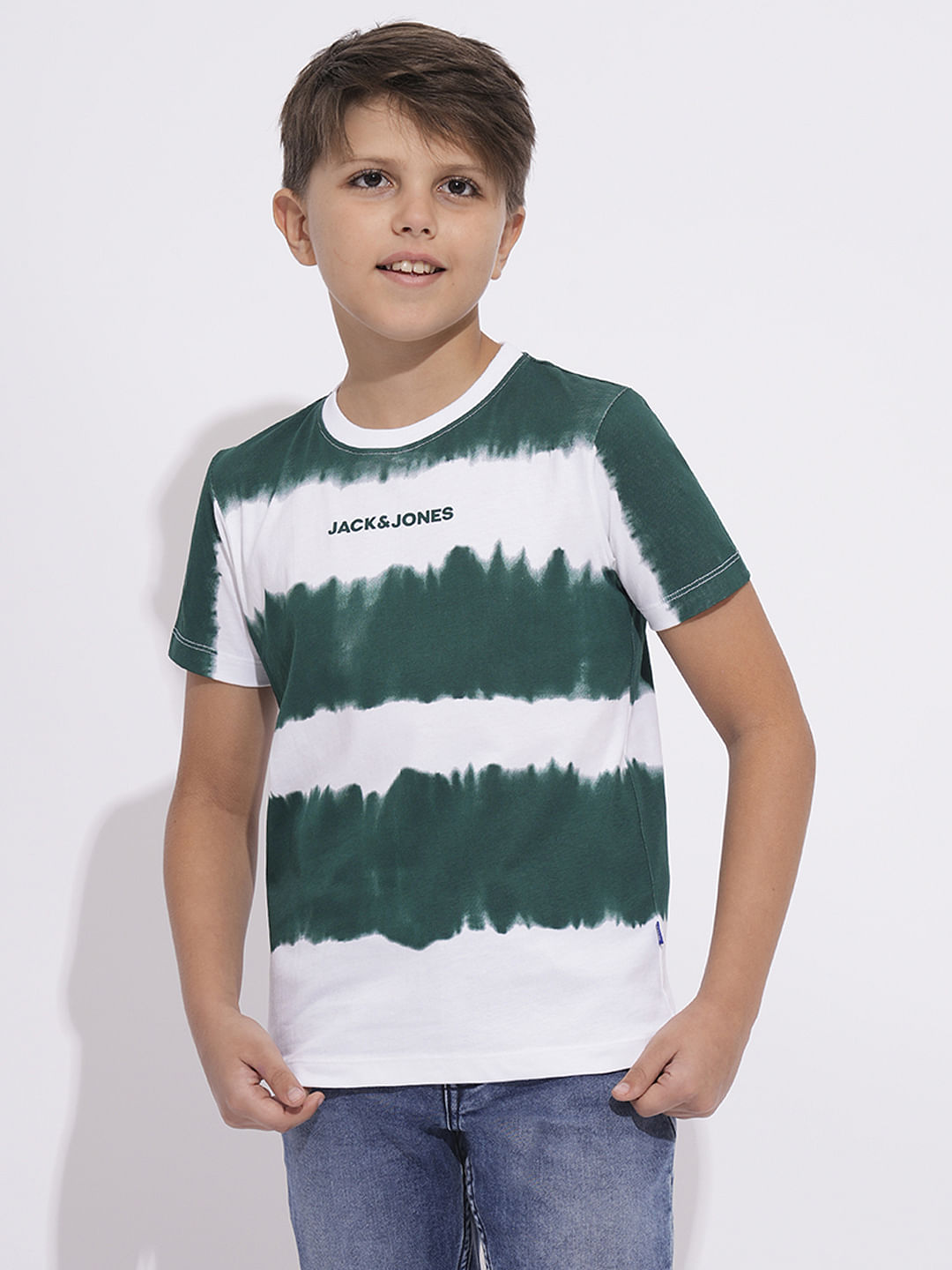 Boys Green Tie-Dye Print T-shirt