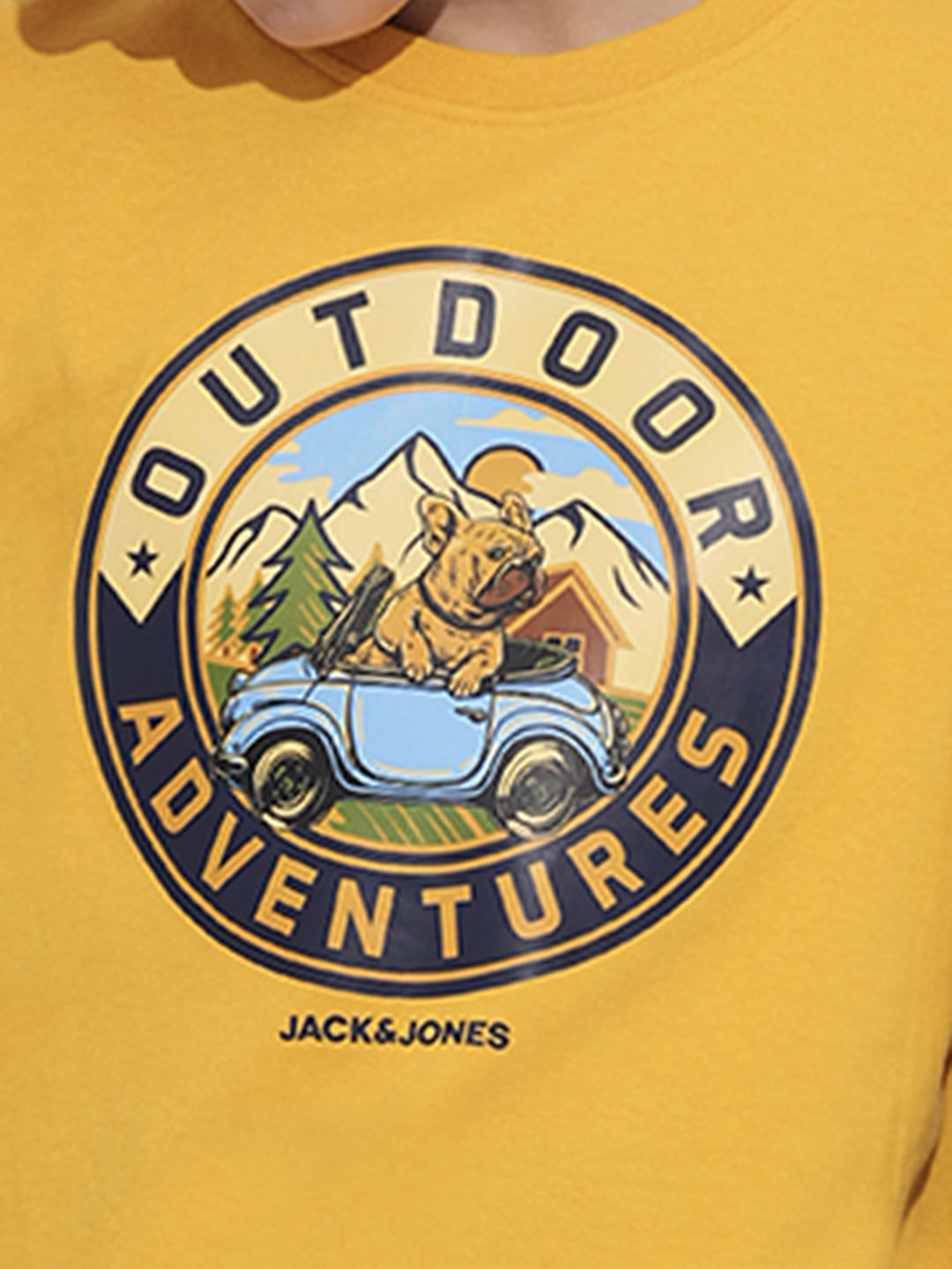 Boys Yellow Printed Crew Neck T-shirt
