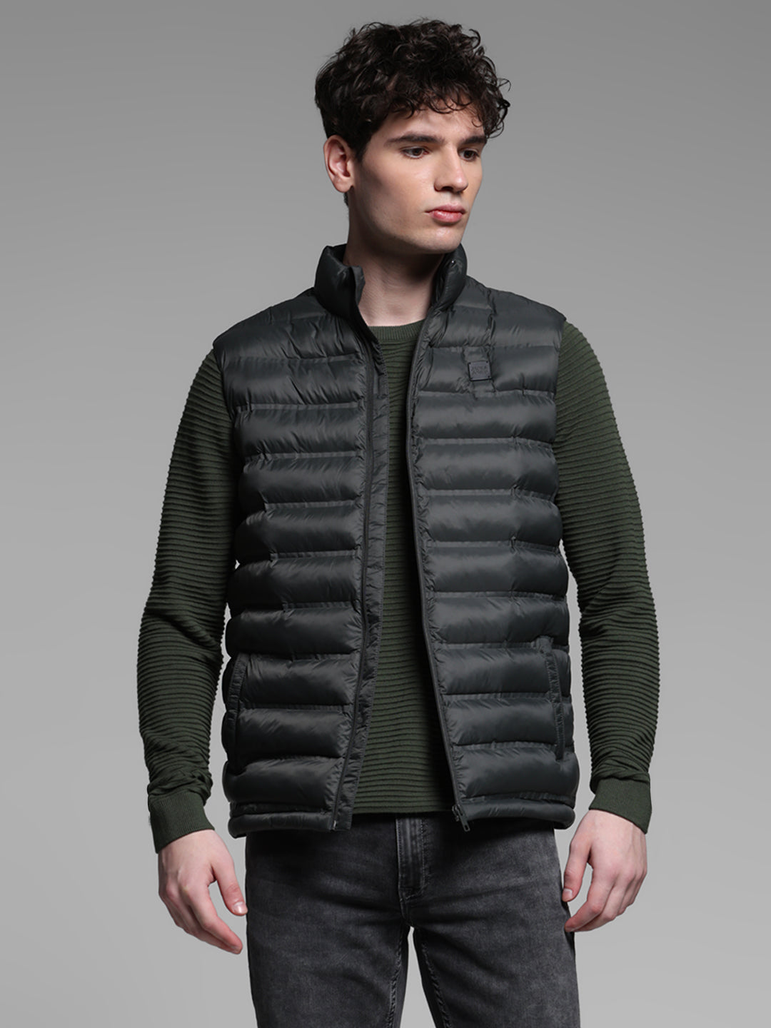 High Neck Puffer Vest Jacket