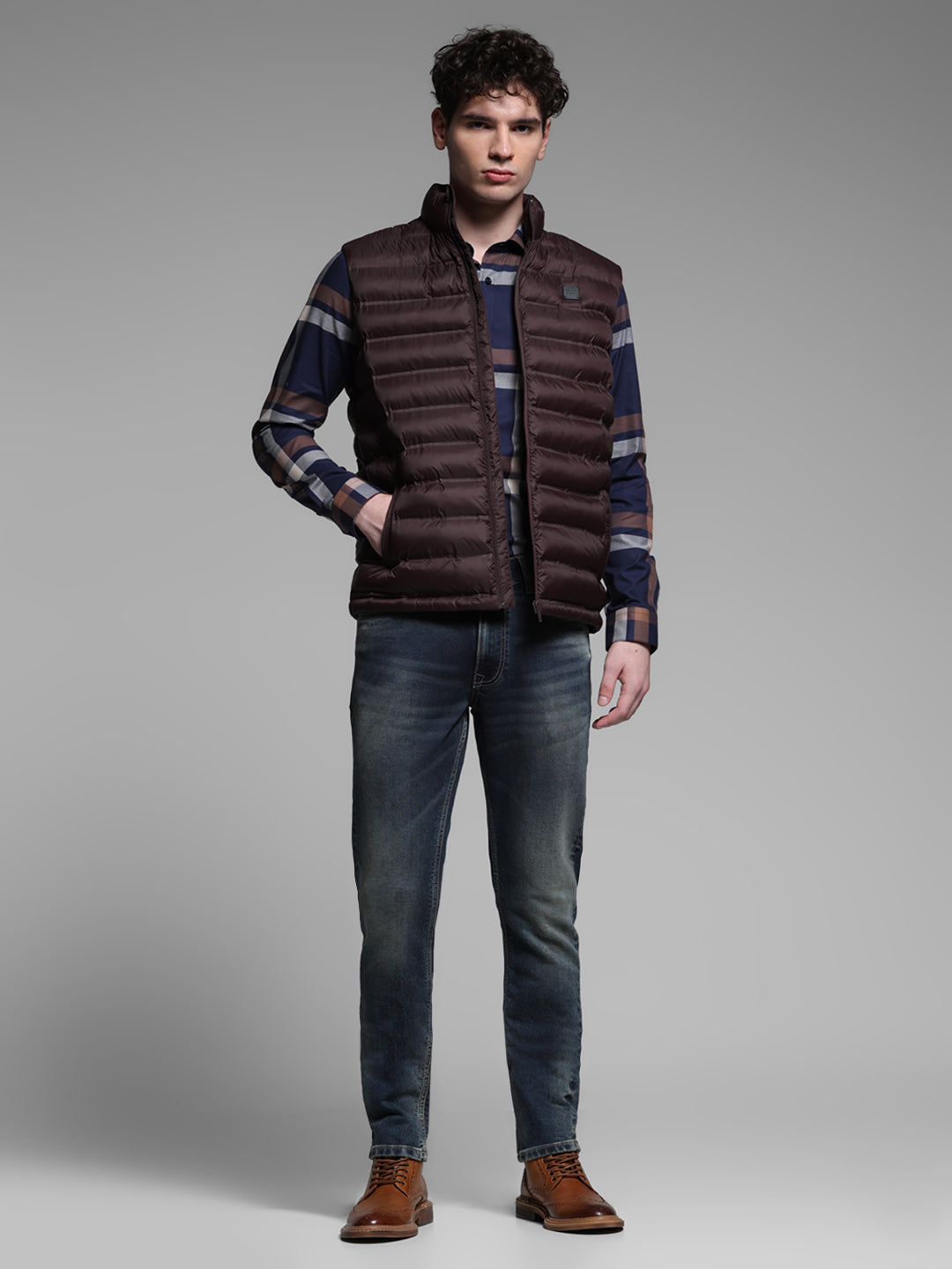 Maroon High Neck Puffer Vest Jacket