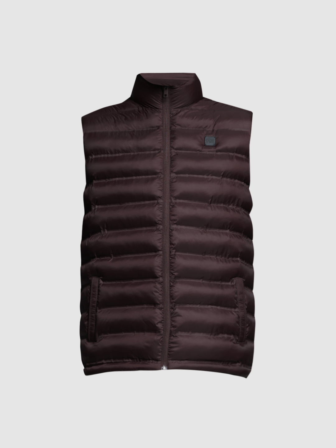 Maroon High Neck Puffer Vest Jacket