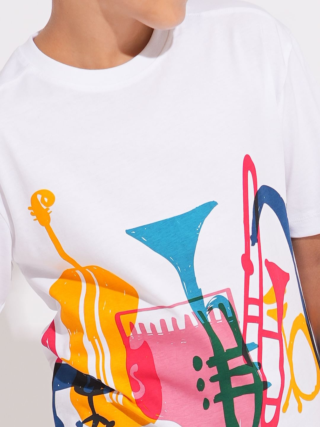 White Graphic Print Cotton T-shirt