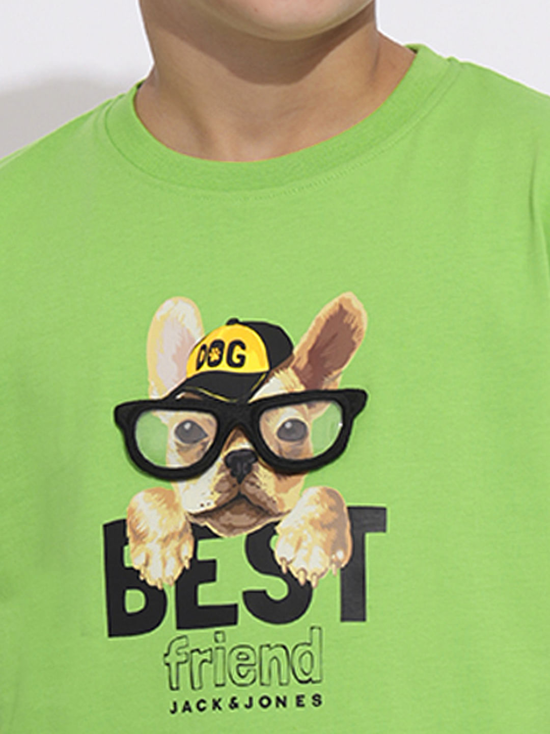 Green Doggo Print Cotton T-shirt