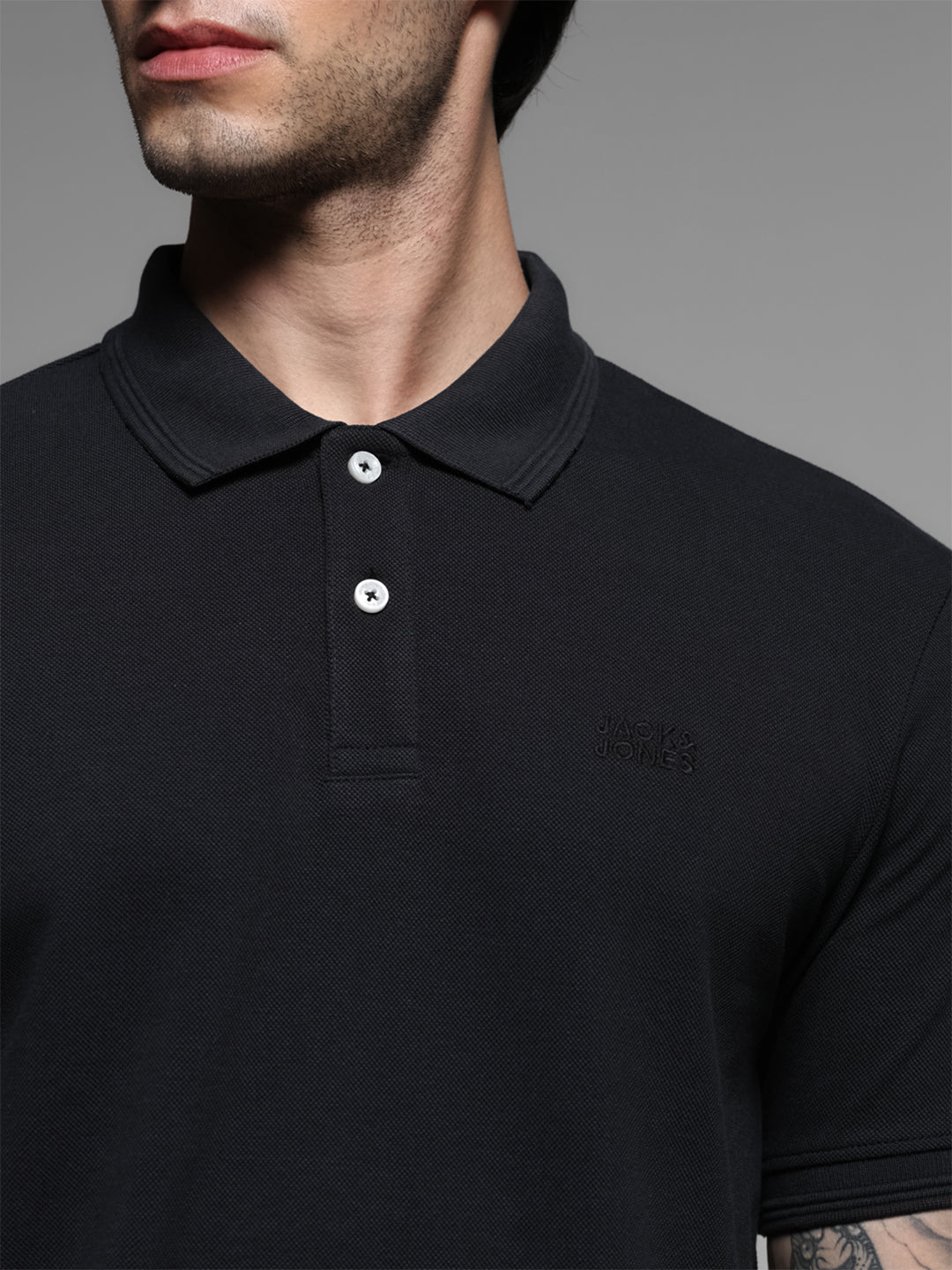 Black Ribbed Sleeve Polo