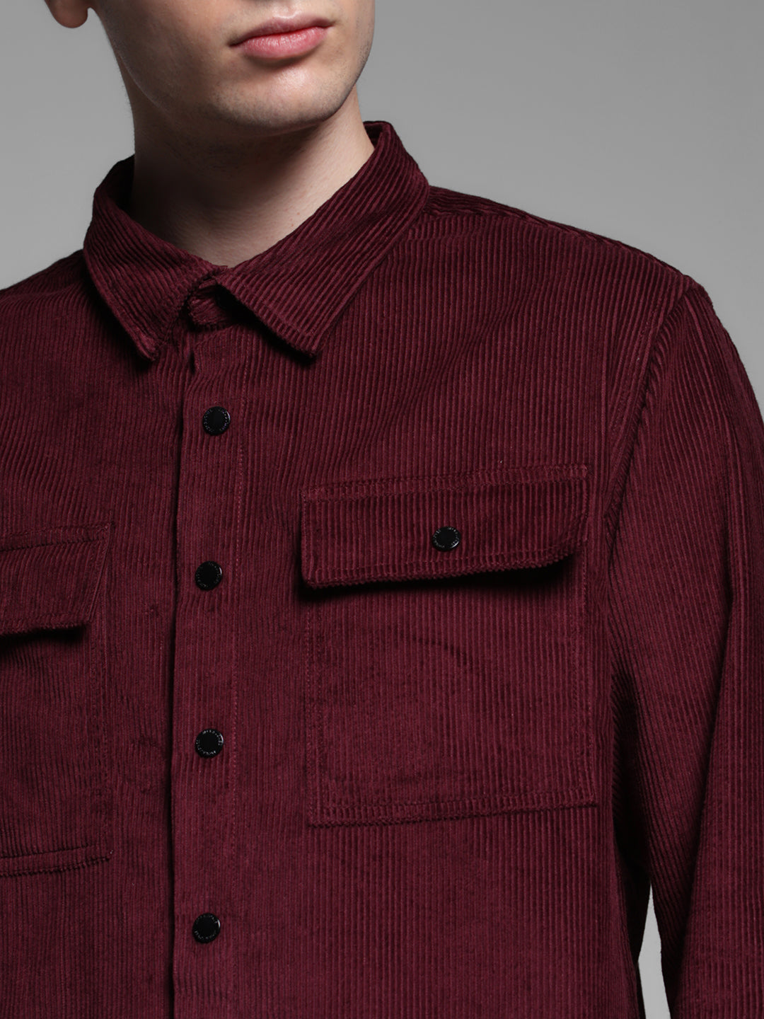 Maroon Corduroy Cotton Shirt