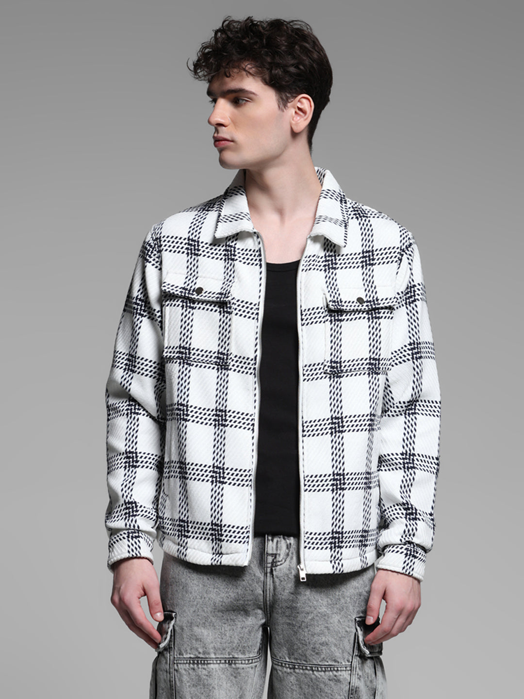 White Check Cotton Shirt