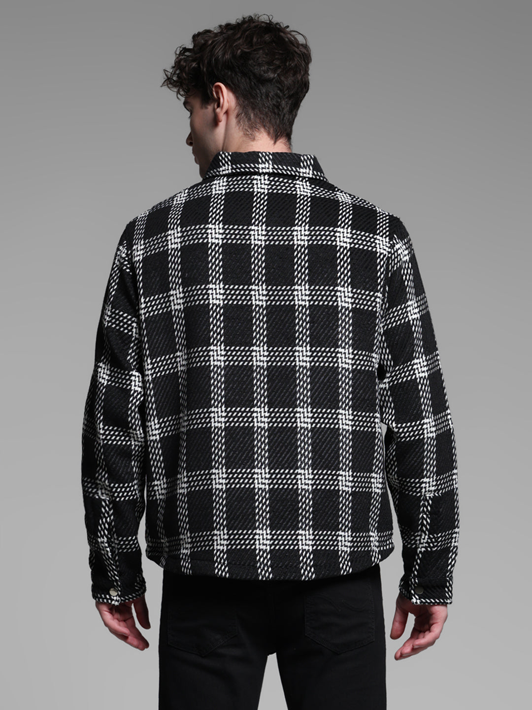 Check Zip-Up Overshirt Jacket