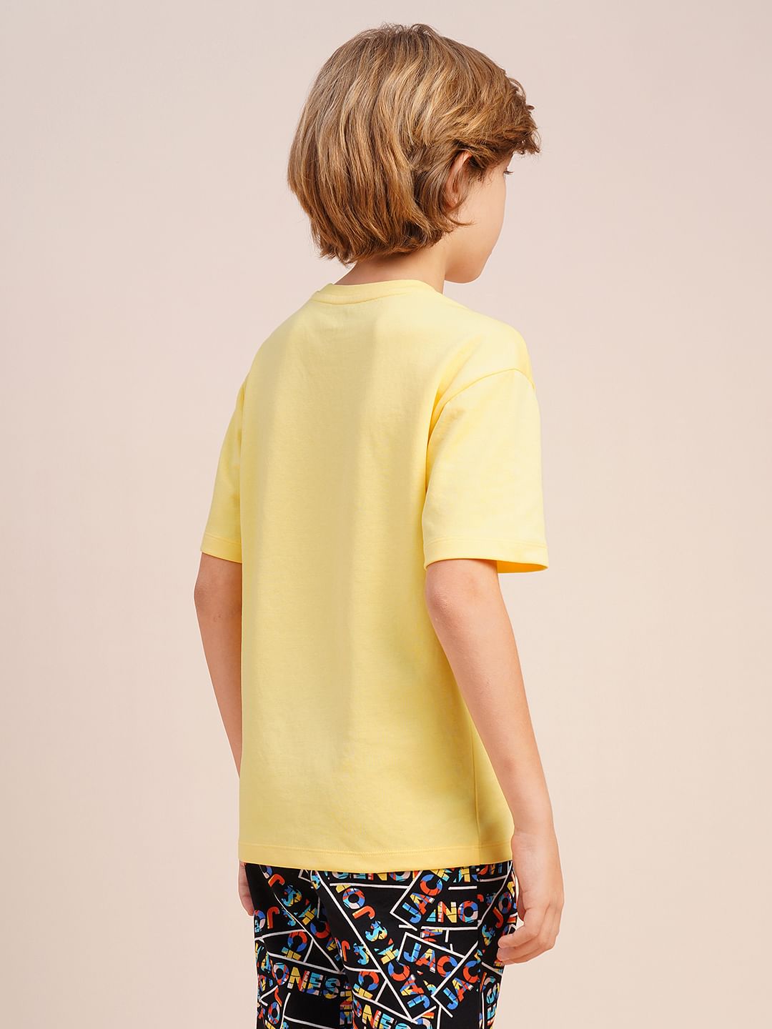 Boys Yellow Logo Print Oversized T-shirt