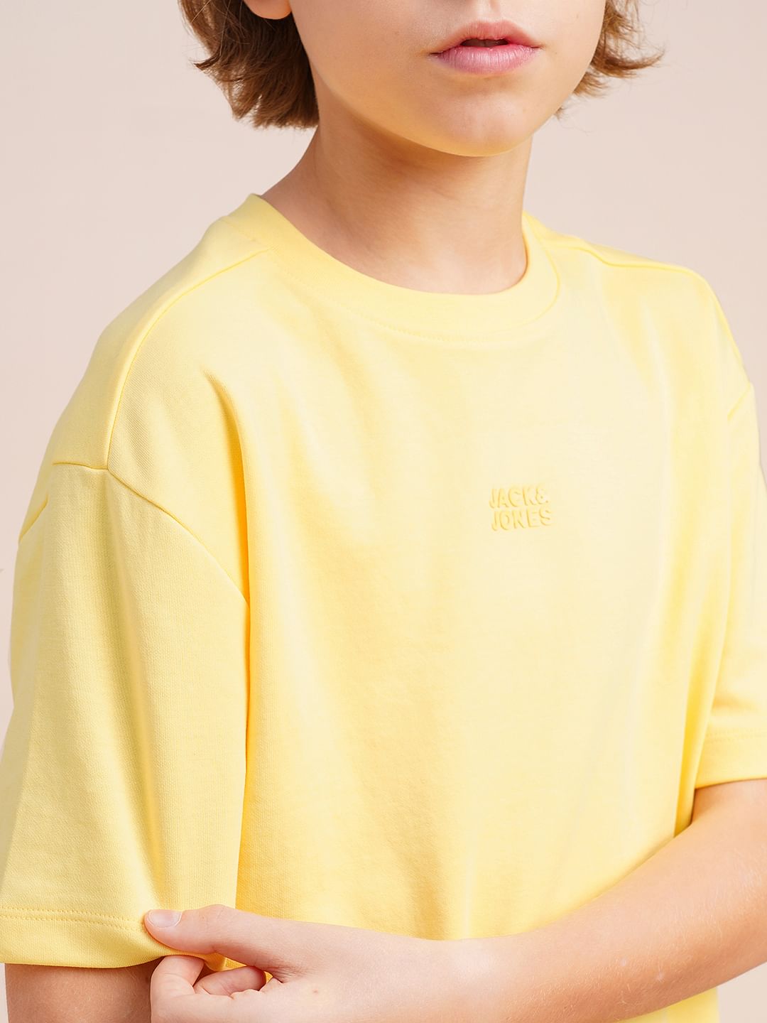Boys Yellow Logo Print Oversized T-shirt