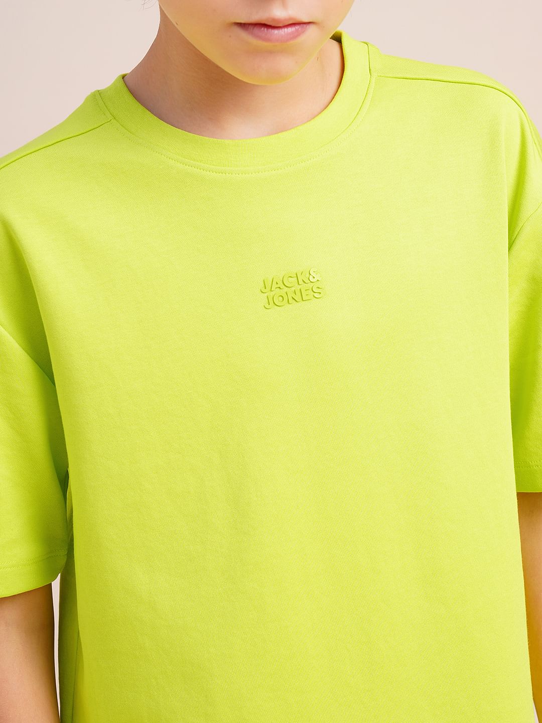 Boys Neon Green Logo Print Oversized T-shirt