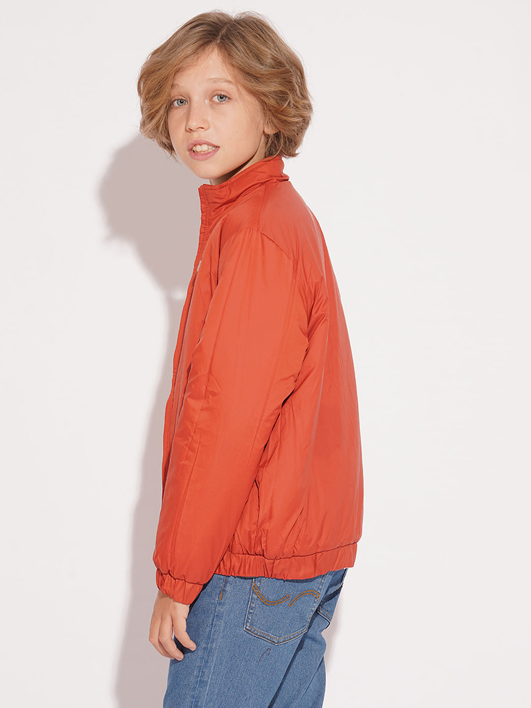 Boys Orange Camo Print Reversible Jacket