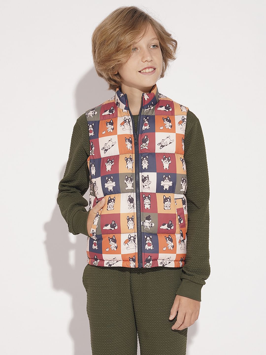Boys Multi-Colour Reversible High Neck Jacket