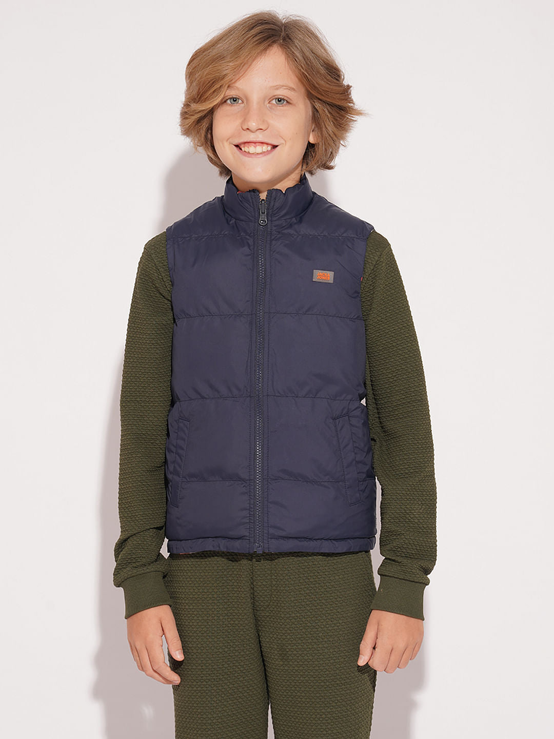 Boys Multi-Colour Reversible High Neck Jacket
