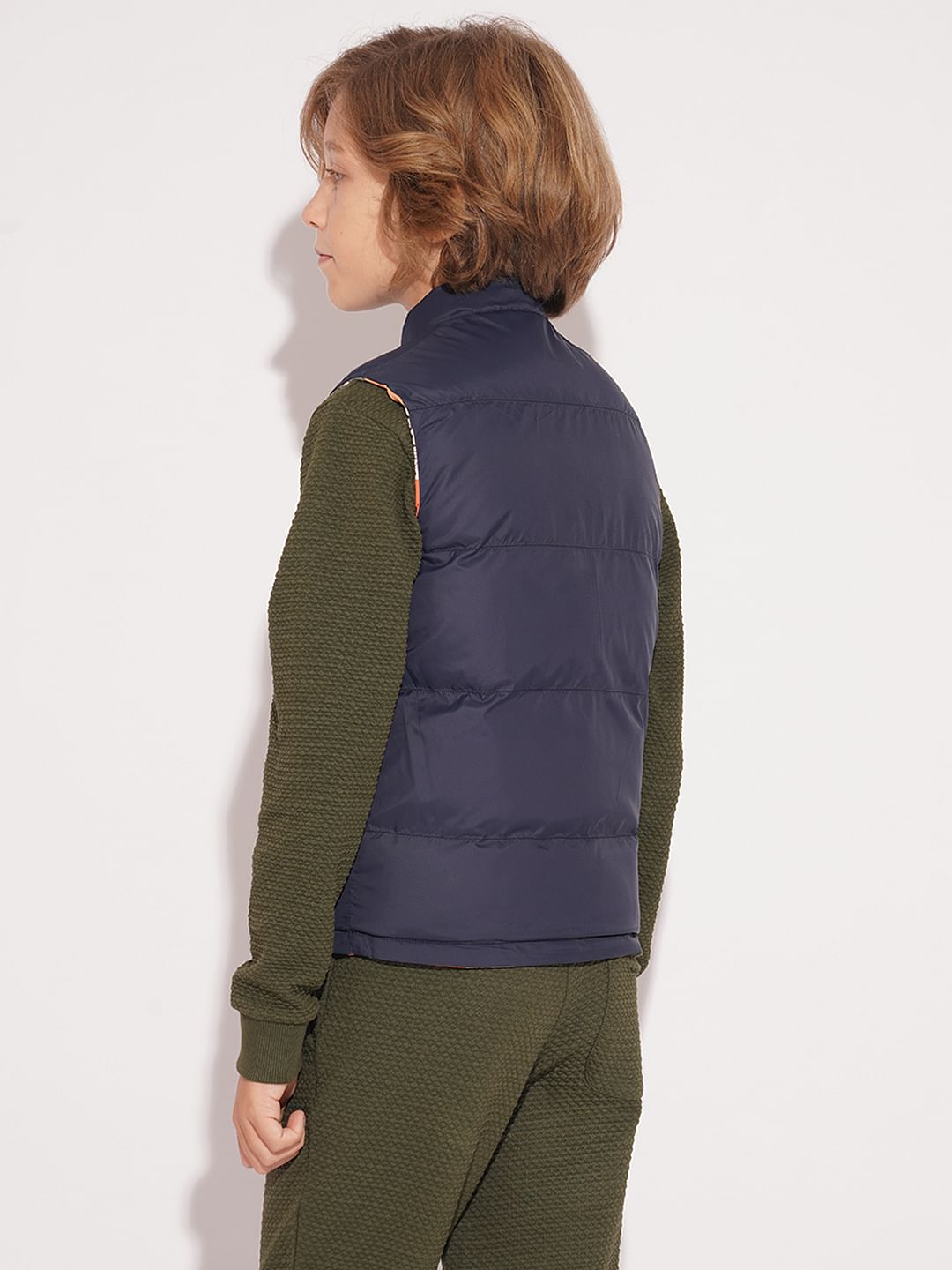 Boys Multi-Colour Reversible High Neck Jacket