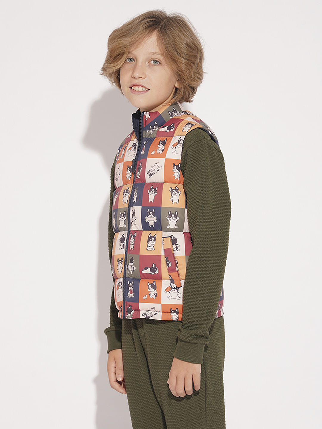 Boys Multi-Colour Reversible High Neck Jacket