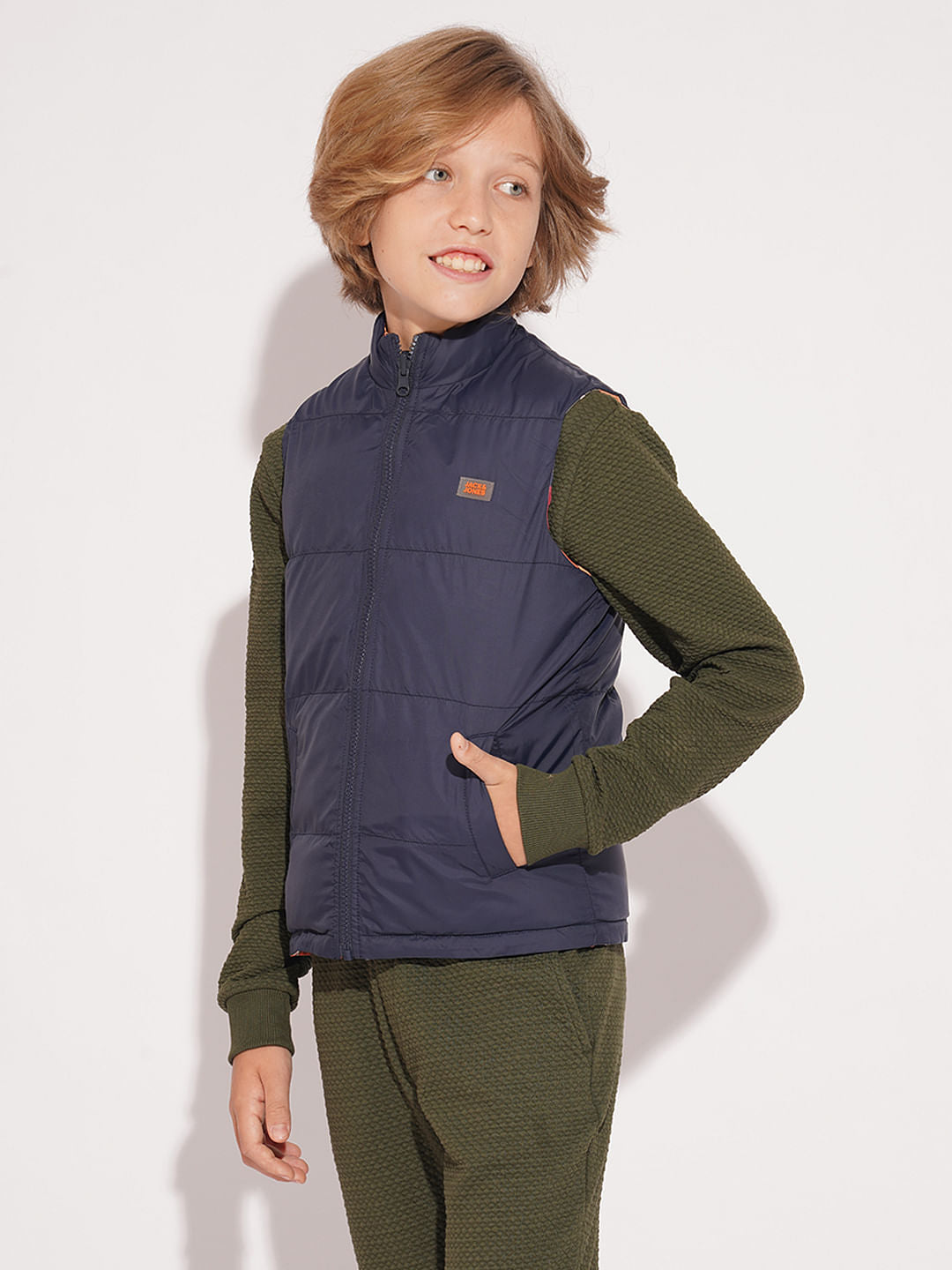 Boys Multi-Colour Reversible High Neck Jacket