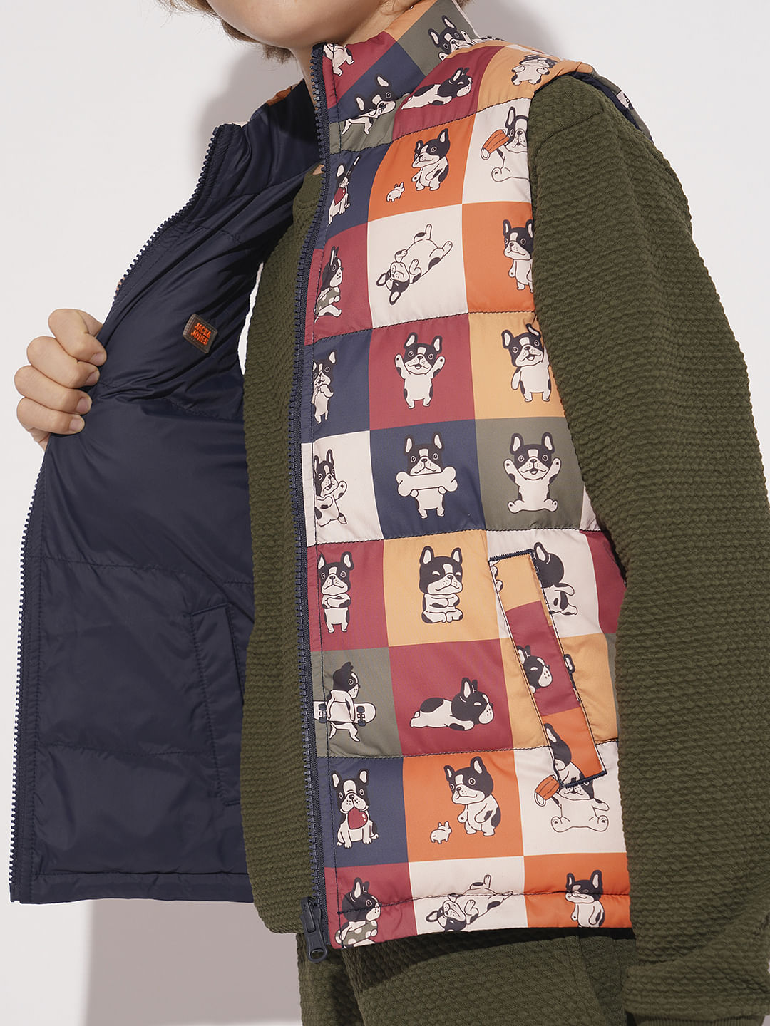 Boys Multi-Colour Reversible High Neck Jacket