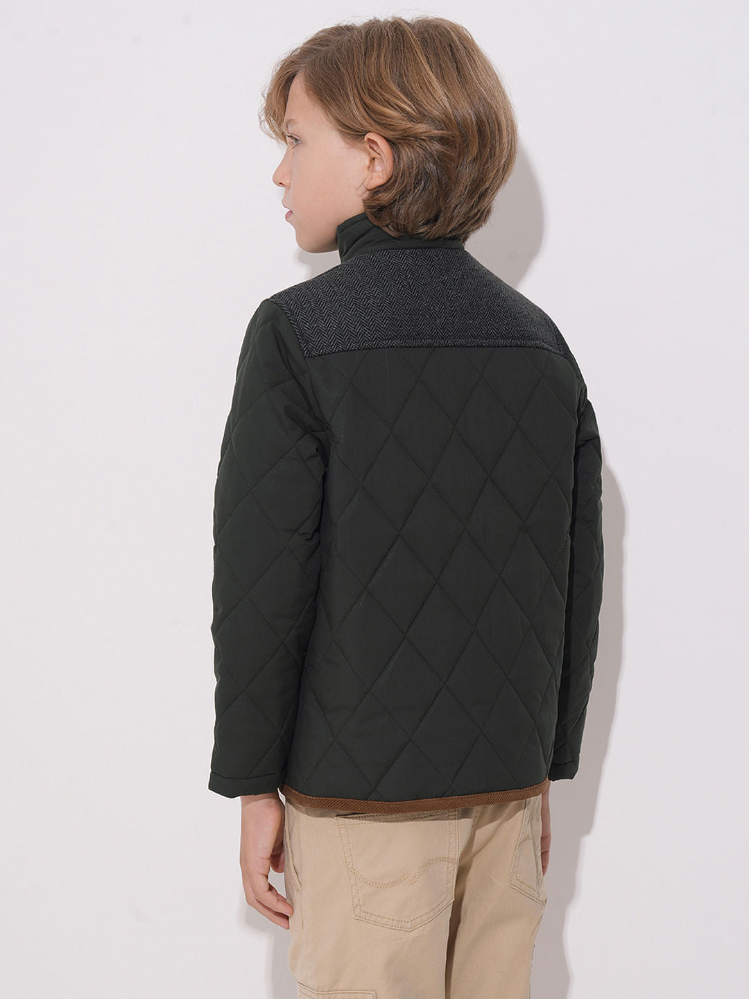 Dark Green Tweed Detail Jacket