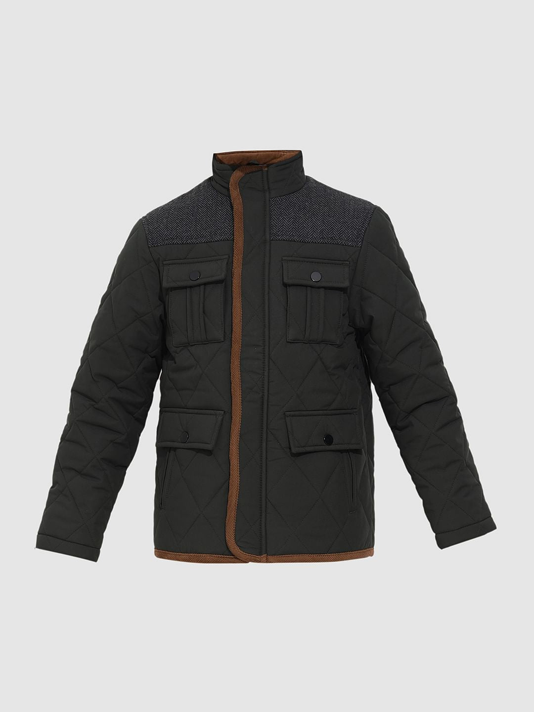 Dark Green Tweed Detail Jacket