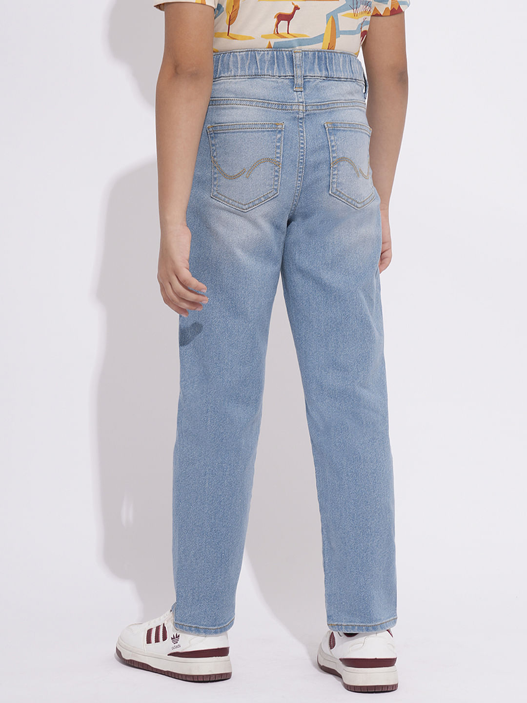 Light Blue Mid Rise Washed Loose Fit Jeans