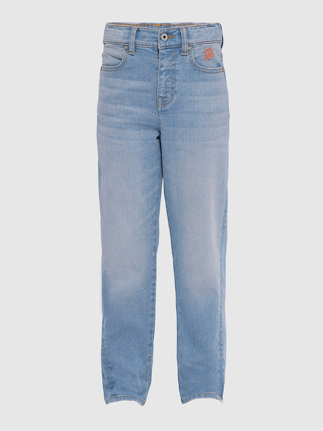 Light Blue Mid Rise Washed Loose Fit Jeans