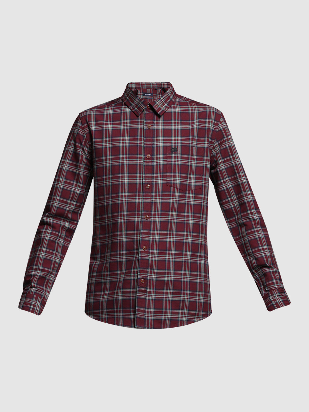 Dark Red Check Cotton Shirt