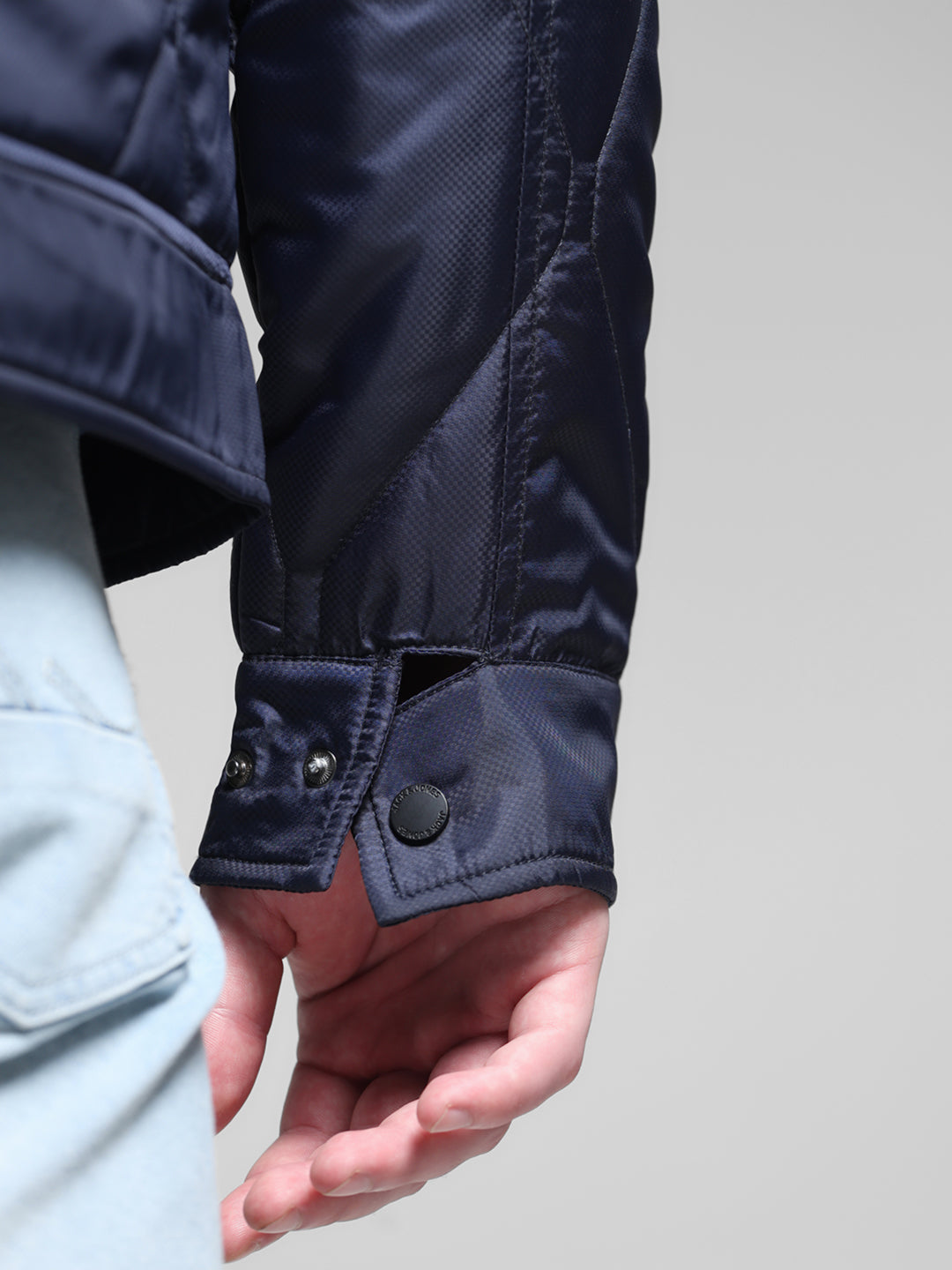 Navy Blue Zip-Up Puffer Jacket