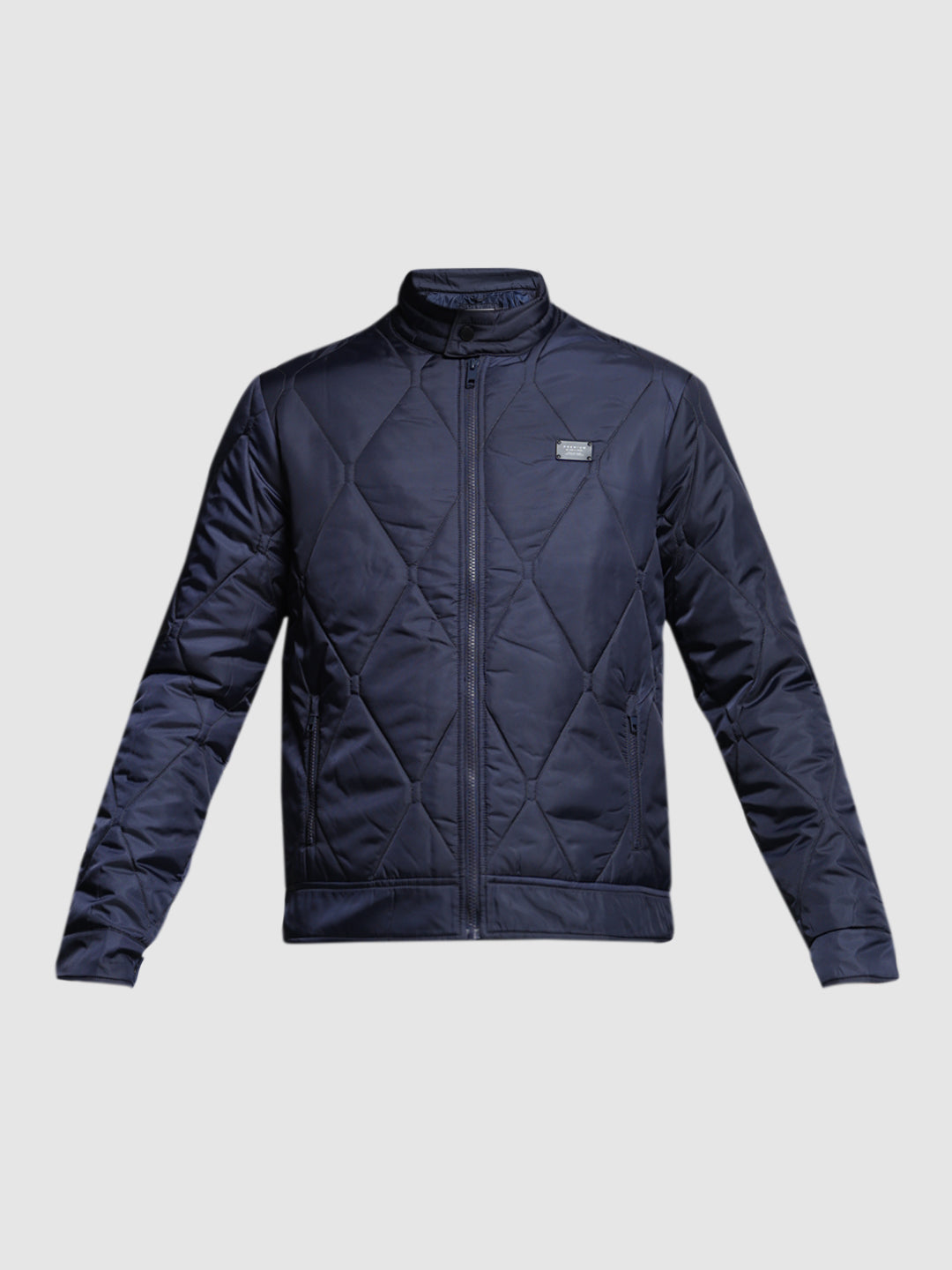 Navy Blue Zip-Up Puffer Jacket