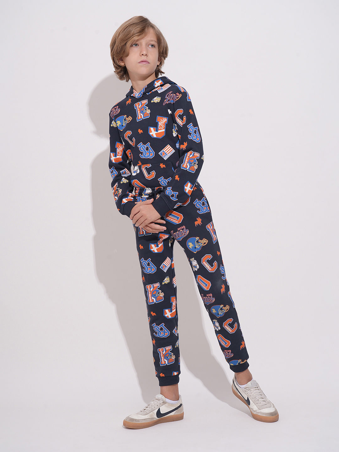 Boys Blue Printed Co-ord Set Joggers