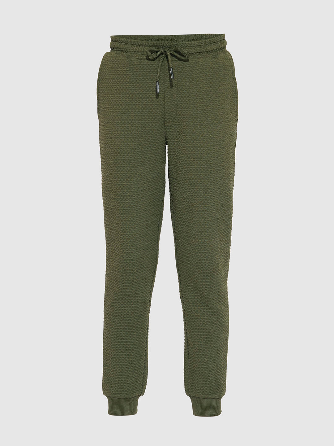Boys Olive Textured Co-ord Set Sweatpants