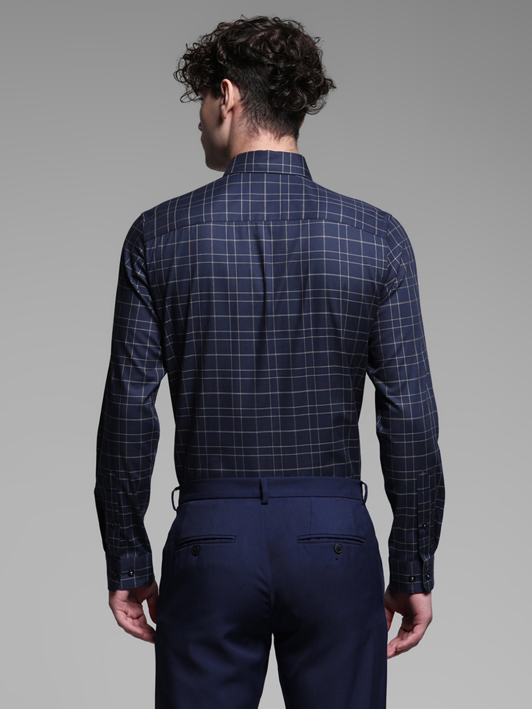 Navy Blue Check Shirt