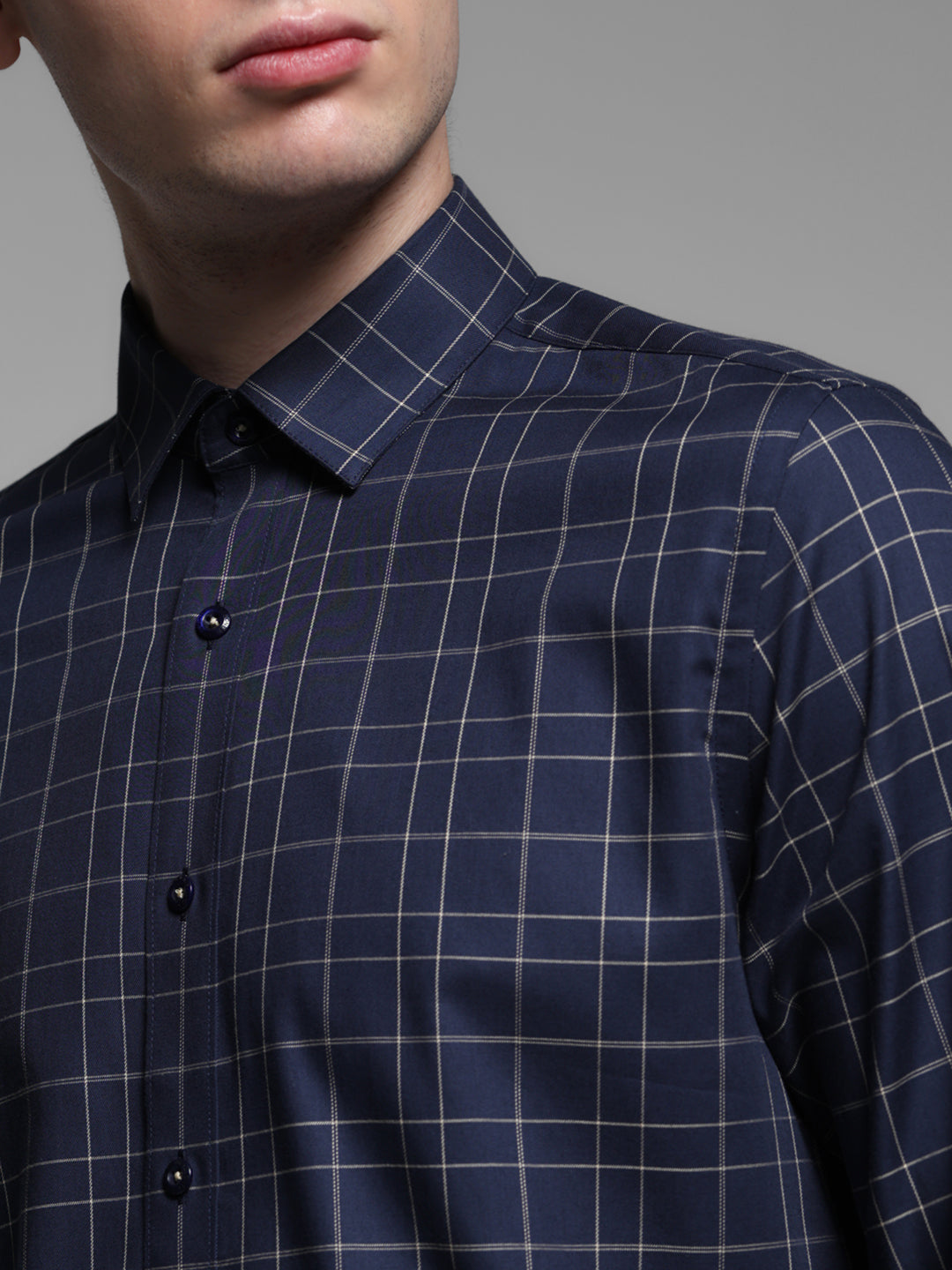 Navy Blue Check Shirt