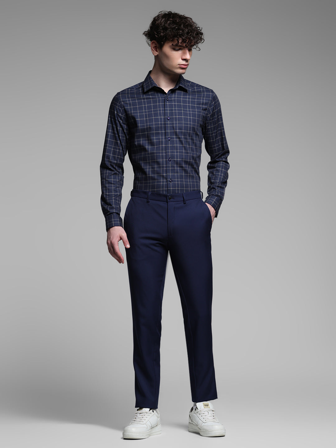 Navy Blue Check Shirt