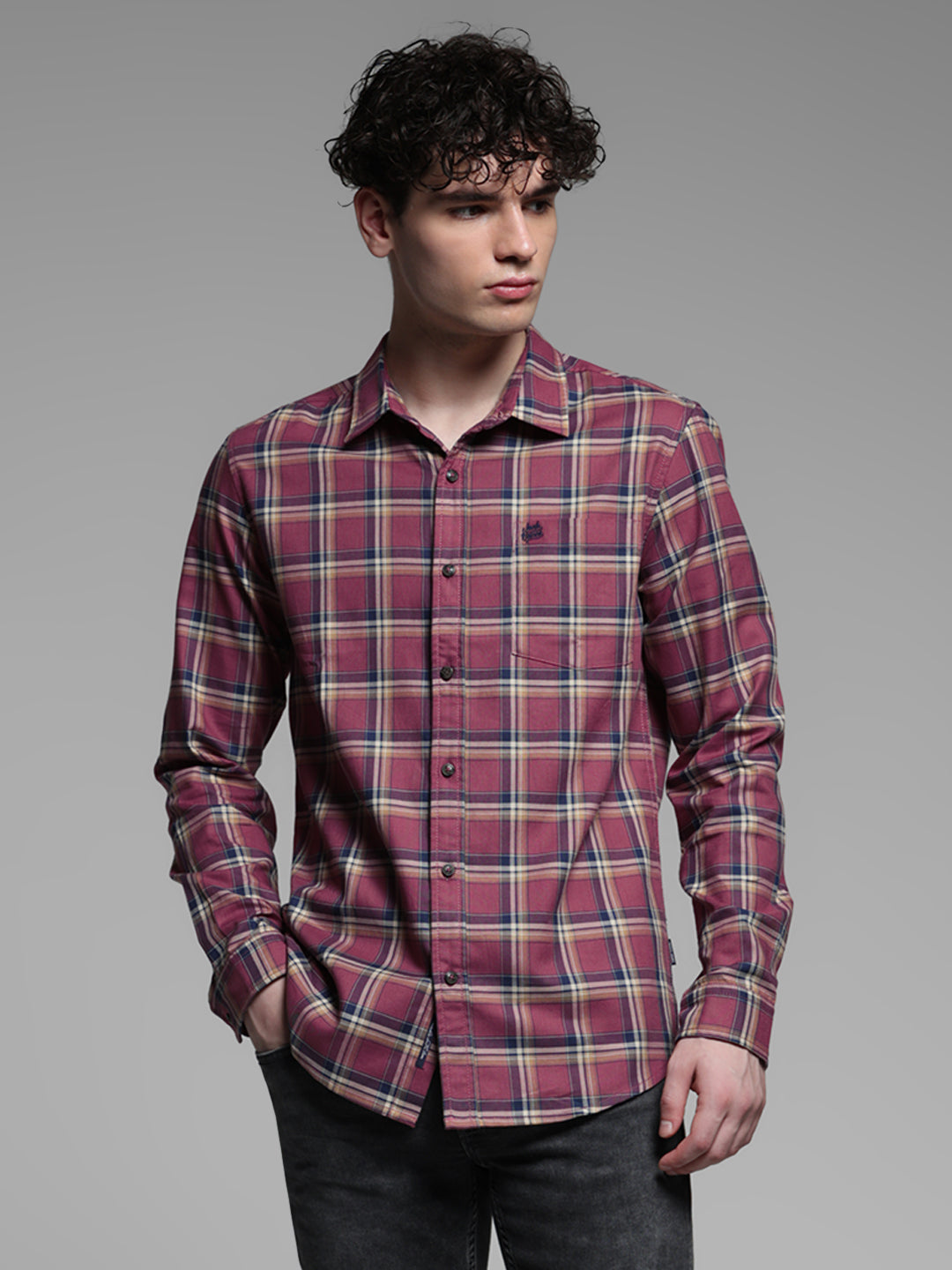 Pink Check Slim Fit Shirt