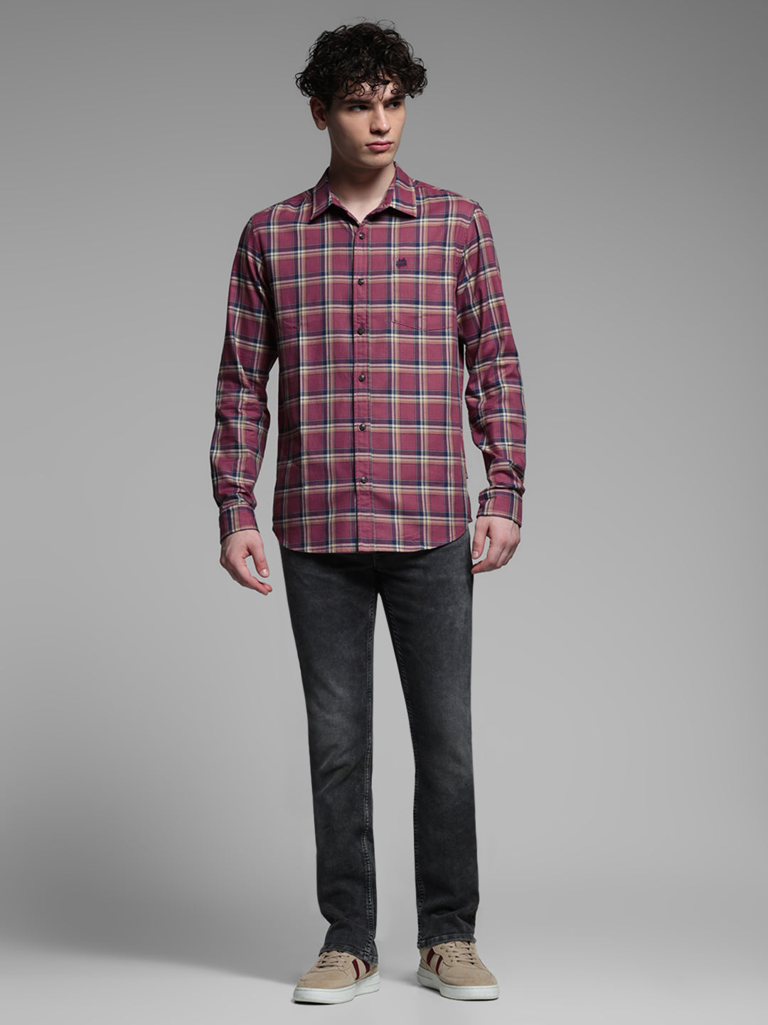 Pink Check Slim Fit Shirt