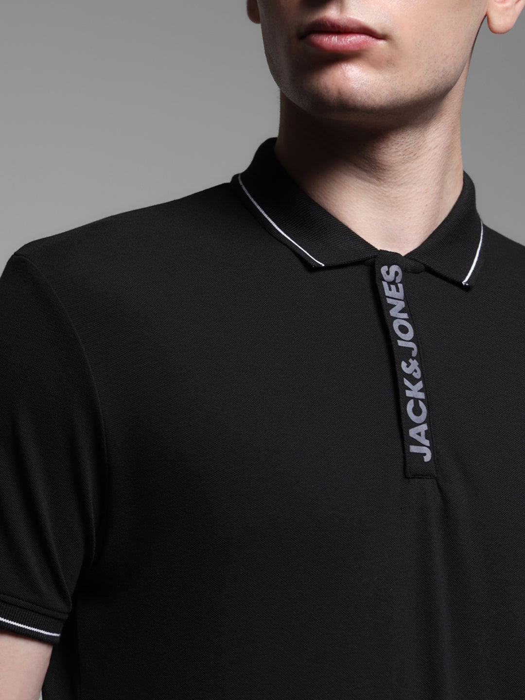 Black Logo Placket Detail Polo