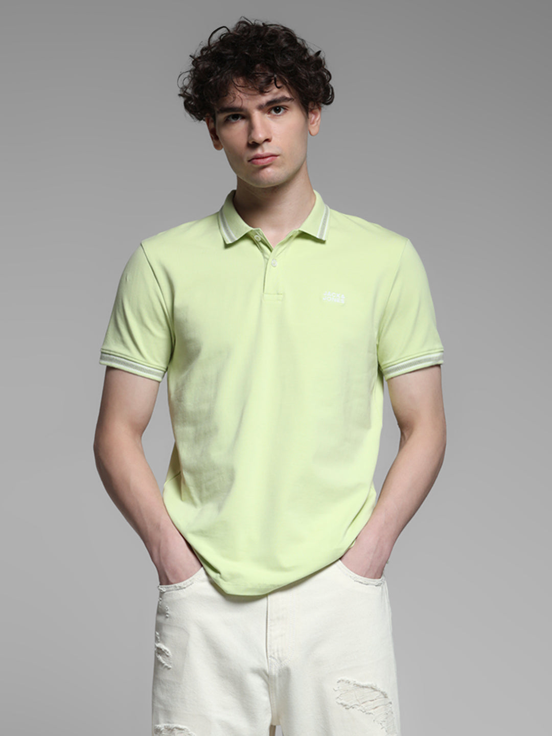 Lime Green Logo Print Polo
