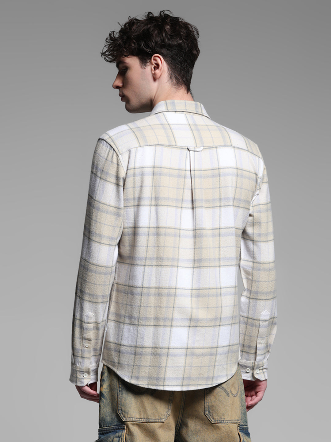 Beige Check Cotton Shirt