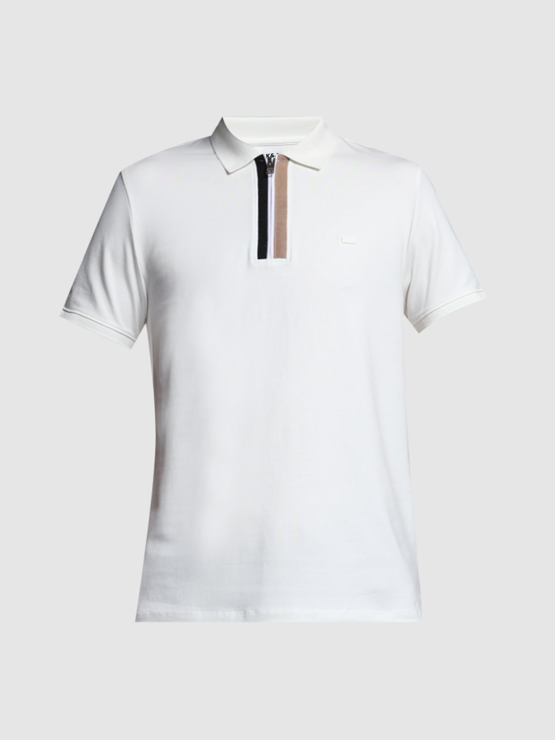 White Zipper Detail Polo