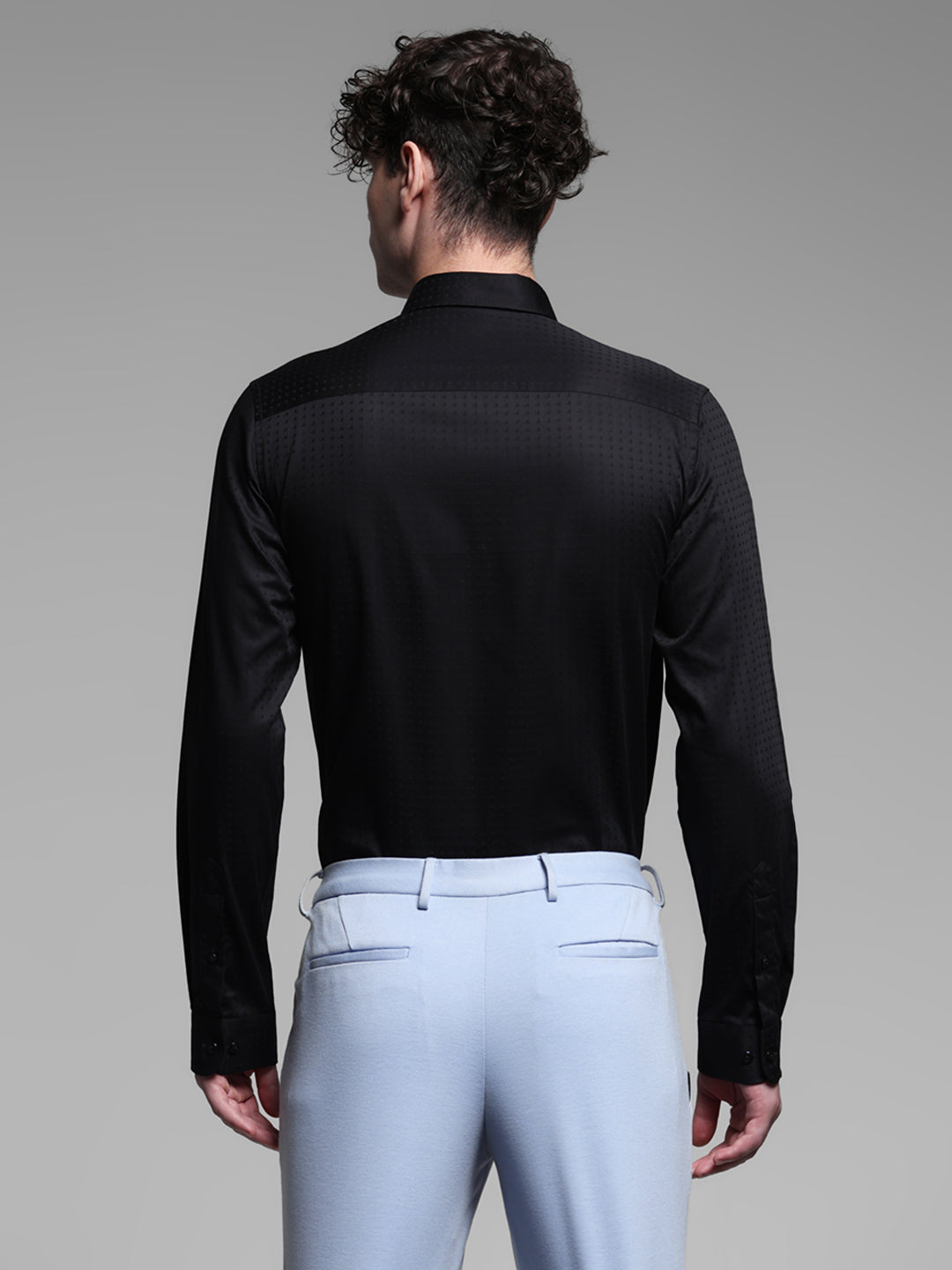 Black Dobby Full Sleeves Shirt