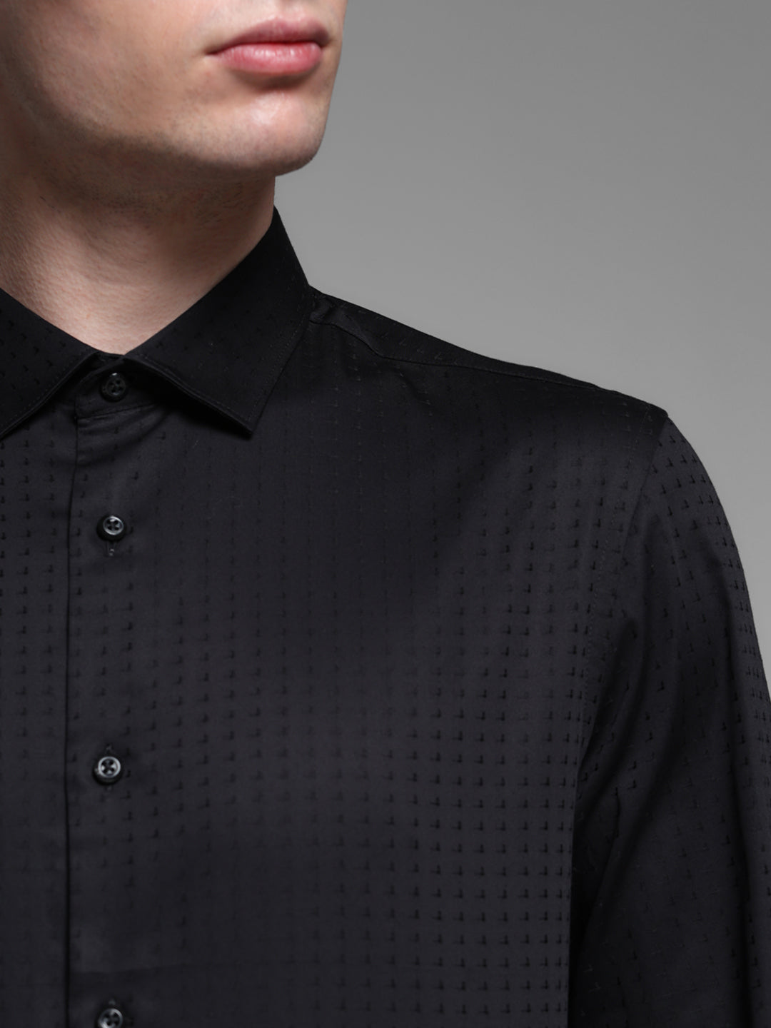 Black Dobby Full Sleeves Shirt