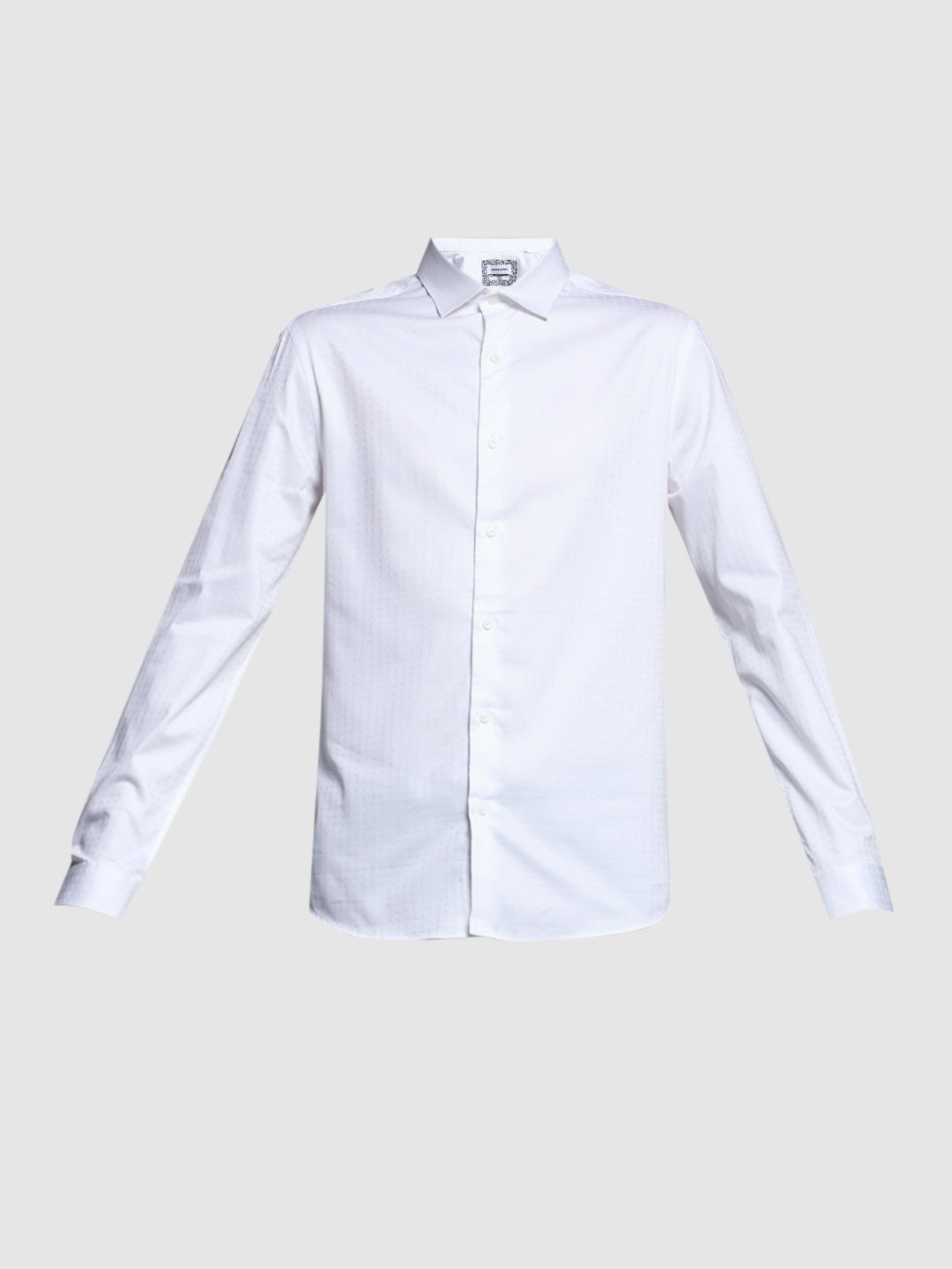 White Dobby Full Sleeves Shirt