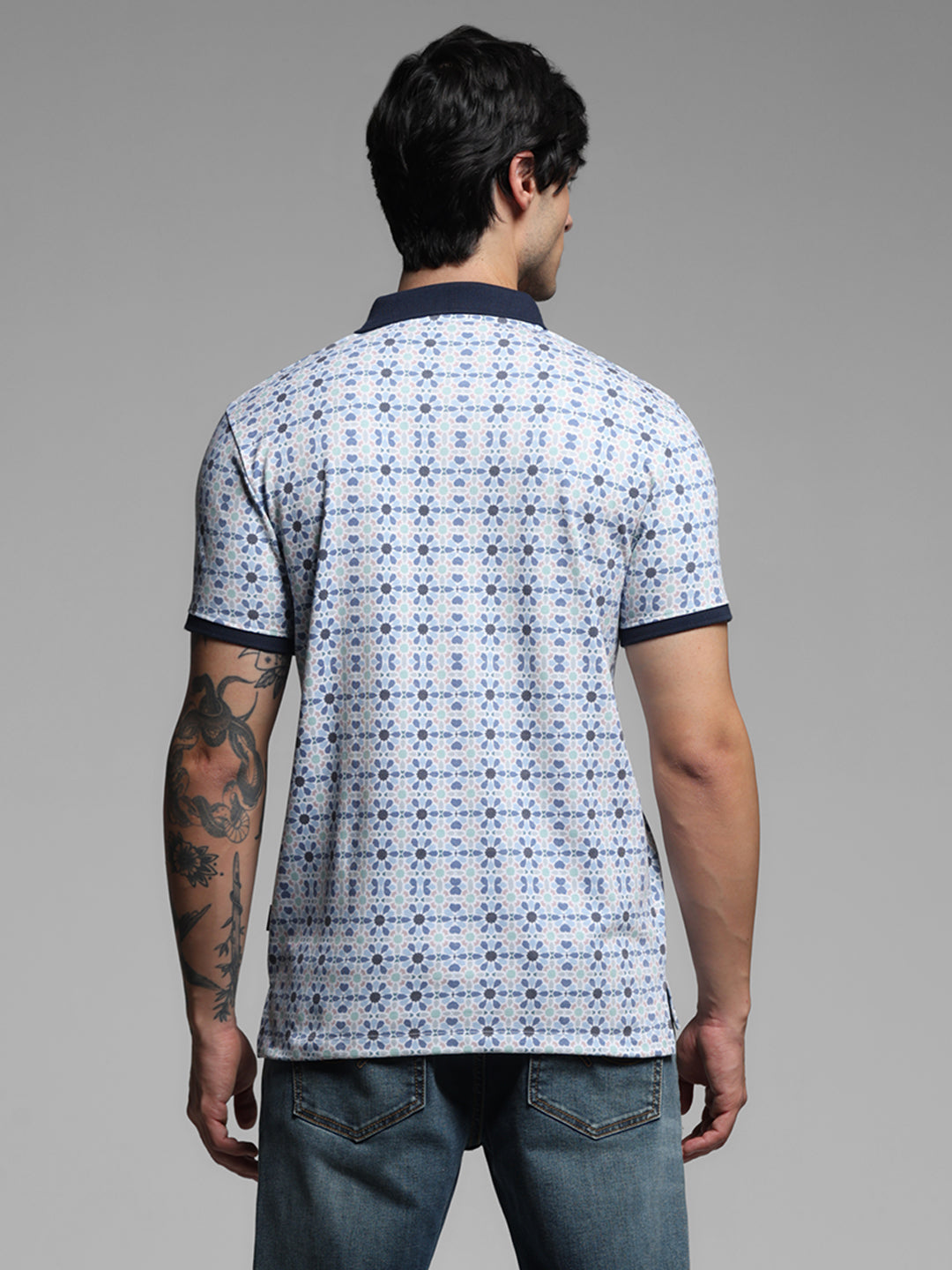 Blue Printed Polo
