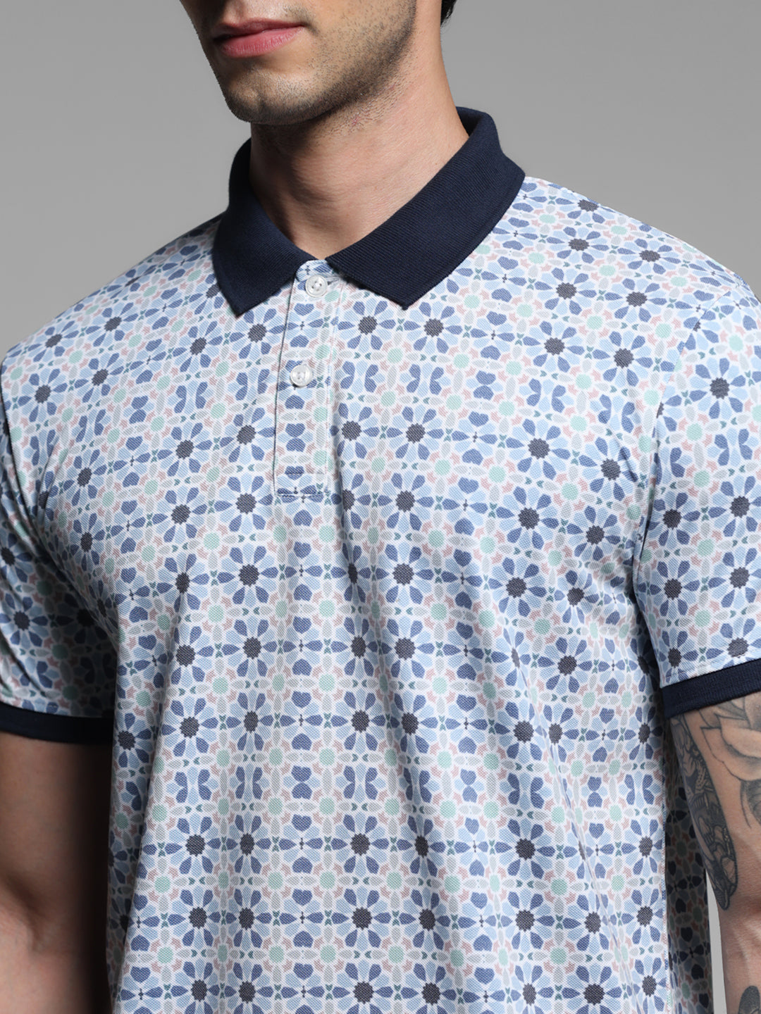 Blue Printed Polo