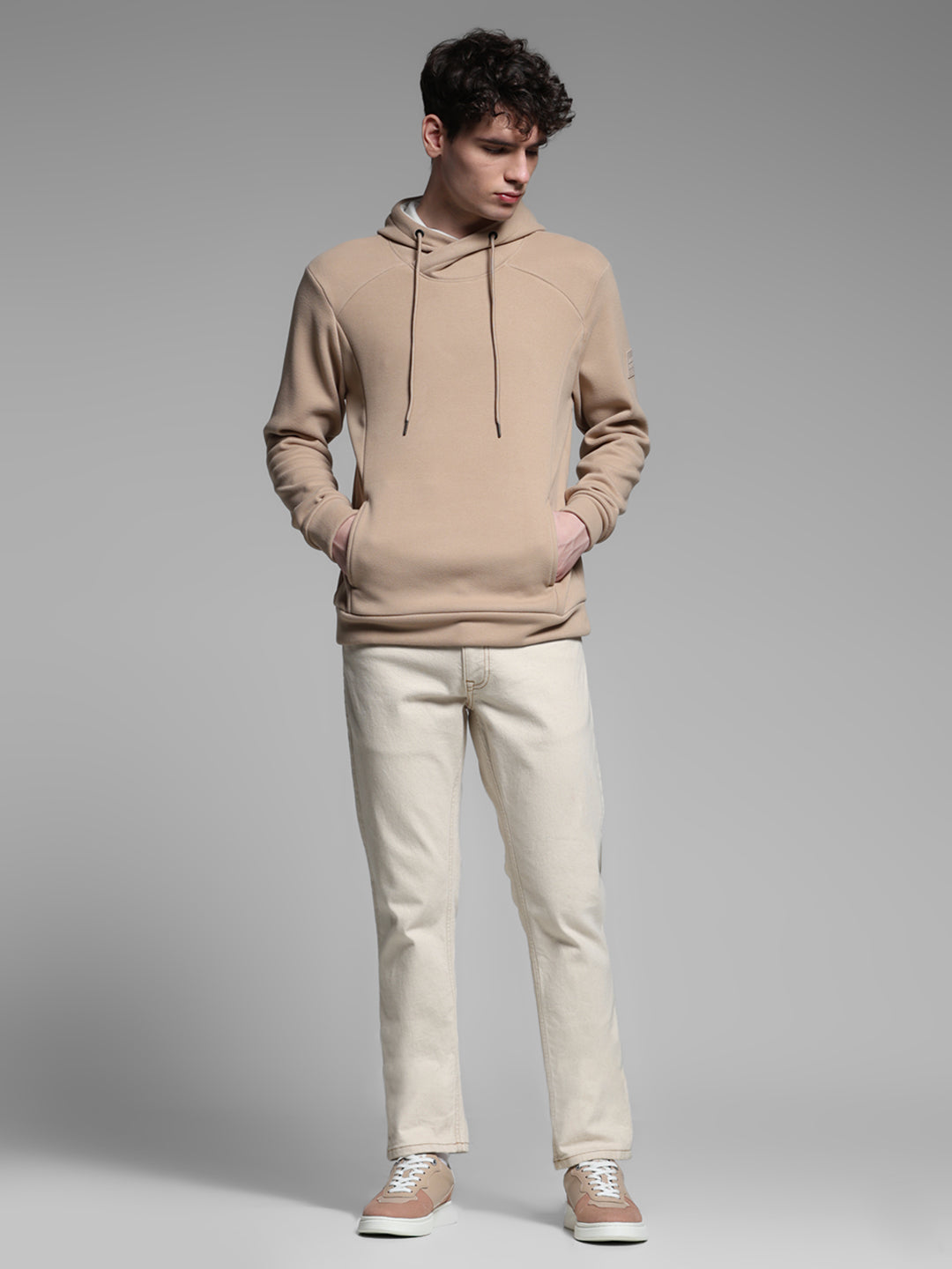 Beige hooded Sweatshirt