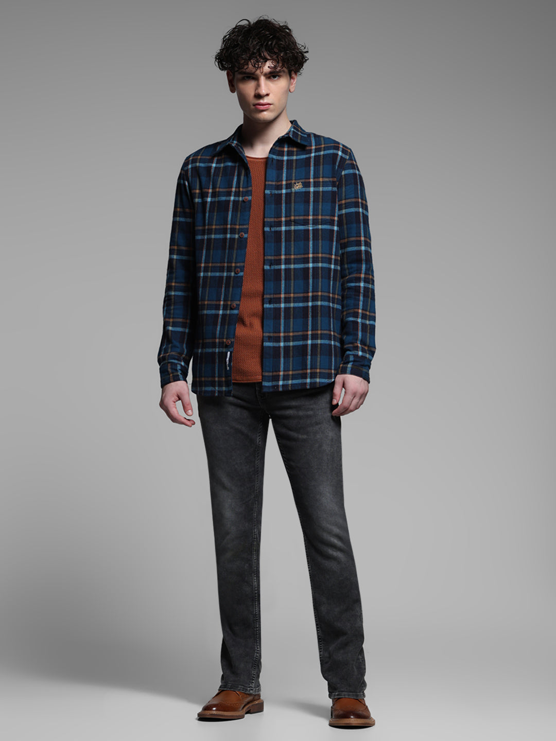 Blue Check Cotton Shirt