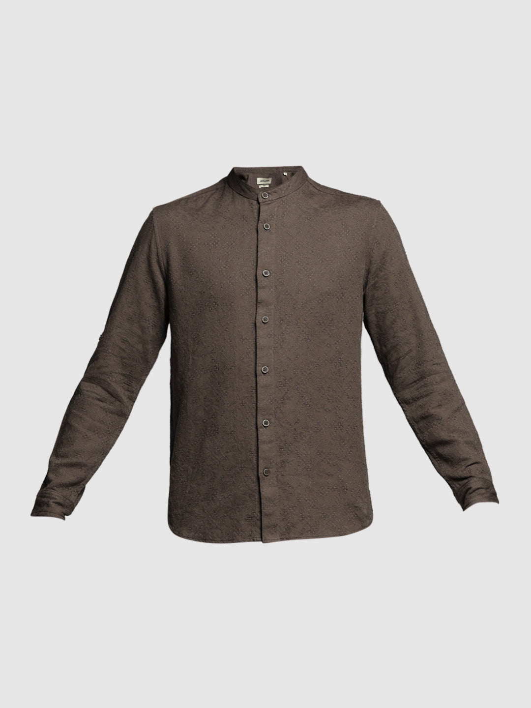 Brown Jacquard Cotton Shirt