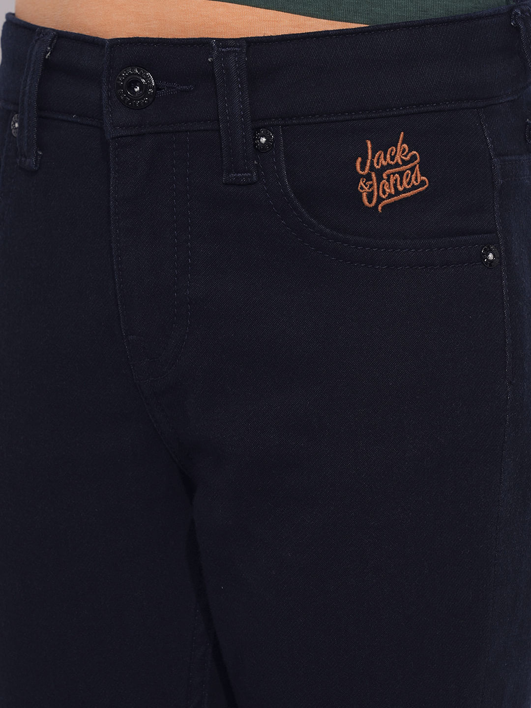 Dark Blue Mid Rise Jeans