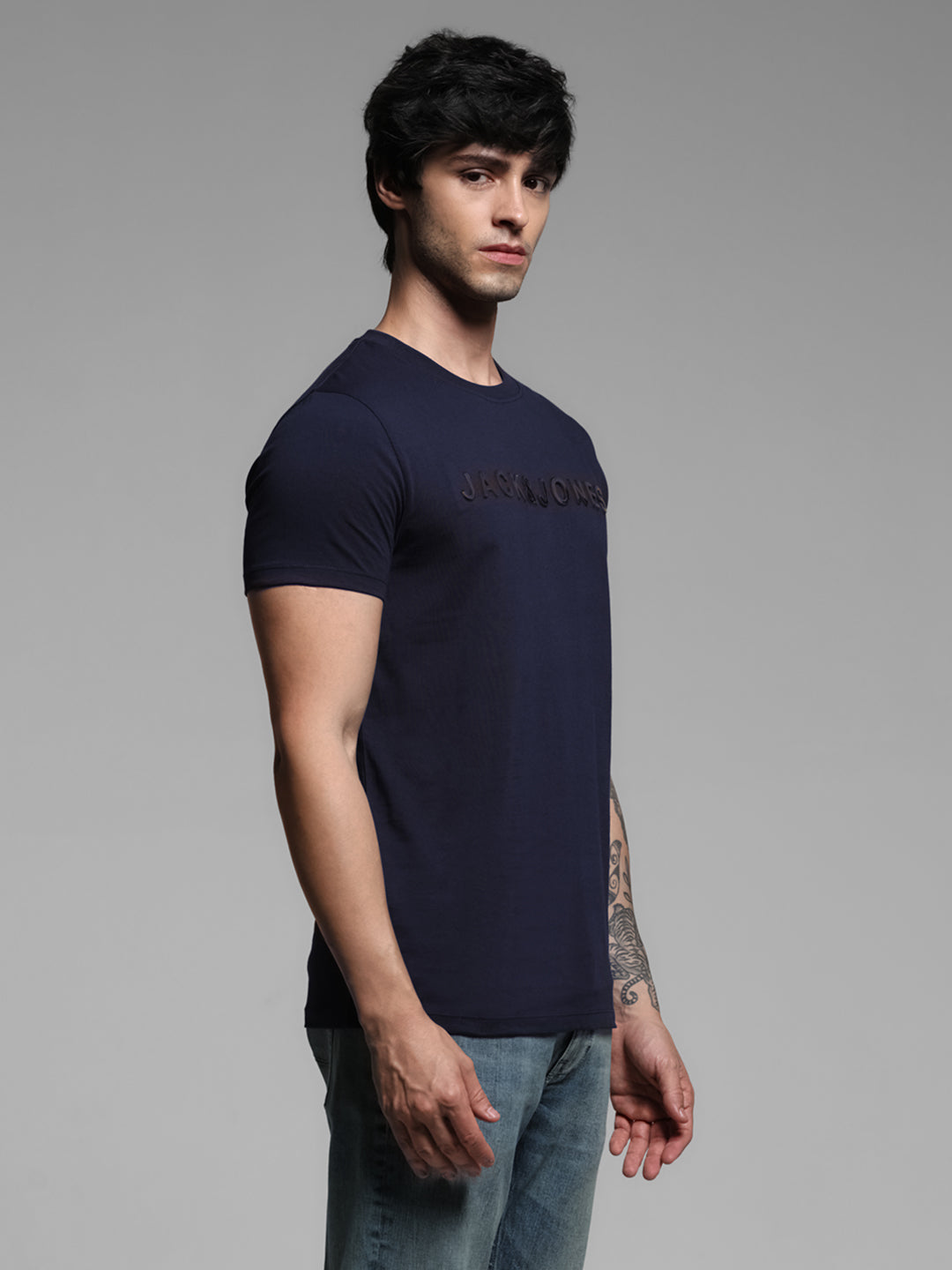Blue Printed Cotton T-shirt